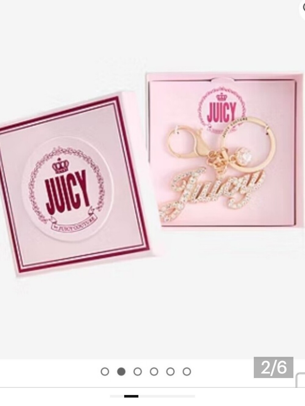 Juicy Couture Pink and Gold Logo Script Key & Card Holder Keychain